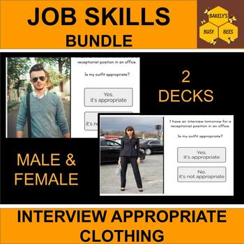 Preview of Job Skills Interview Appropriate Clothing Bundle Male & Female Boom Cards