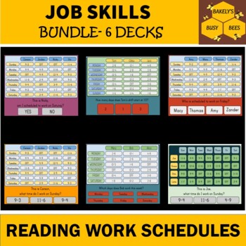 Preview of Job Skills Reading Work Schedules 6 Boom Card Bundle