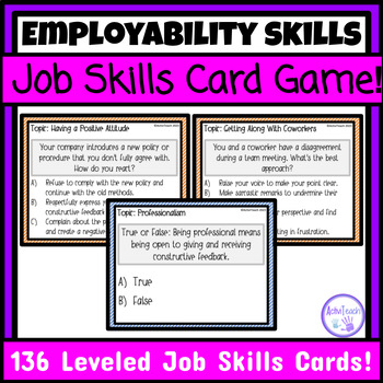 Preview of Job Skills Scenario Card Game Special Education Vocation Workplace Scenario Game