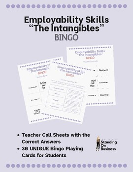 Preview of Job Skills, Soft Skills, Intangibles Bingo Review Game