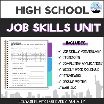 Preview of Job Skills Unit and Lesson Plans for High School