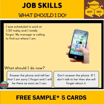 Preview of Job Skills- What should I do? Real Work Problems- Boom Cards- Free Sample