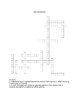 Preview of Job Vocabulary Crossword Puzzle: Word Bank and Answer Key Included