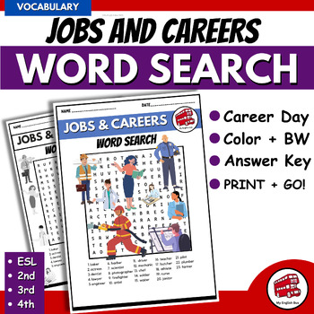 Preview of Job and Career Vocabulary Word Search Puzzle | Career Day | 2nd, 3rd, 4th & ESL
