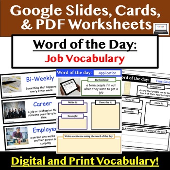 Preview of Job and Workplace Vocabulary Word of the Day _ Google Slides & PDF