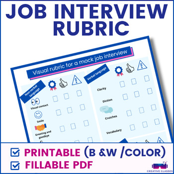 Preview of Job interview visual rubric - Career Readiness - Print & Digital - No prep