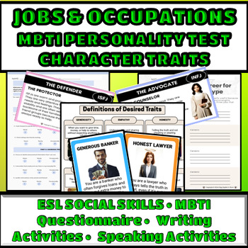Preview of Jobs & Occupations | MBTI Personality Test | ESL Character Traits Social Skills