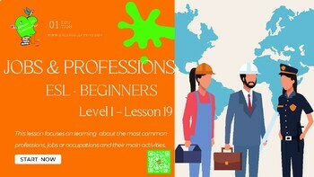 Preview of Jobs & Professions / ESL PDF LESSON / LABOR DAY INSPIRATION