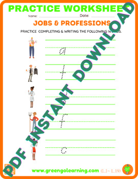 Preview of Jobs & Professions / ESL PRACTICE WORKSHEET/ LABOR DAY