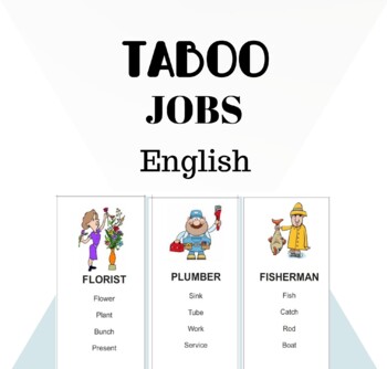 Preview of Jobs Taboo (English) - 36 cards with/without pictures & Editable Templates