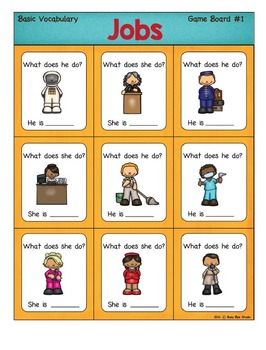 ESL Resources Jobs  Vocabulary Bingo Game  by Busy Bee 