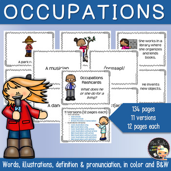 39 Jobs Occupations Flash Cards Reading Writing Spelling Pre School First Words 