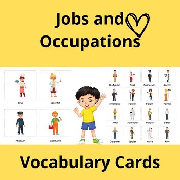 Preview of Jobs and Occupations Vocabulary Cards and Worksheets