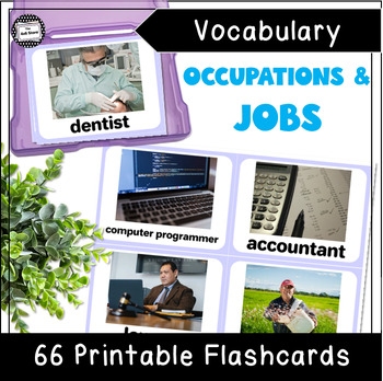 Preview of Jobs and Occupations Vocabulary Real Photo Flashcards for ESL and Speech