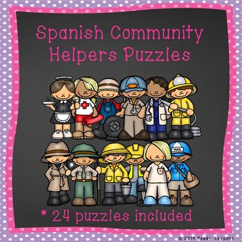 Preview of Community Helpers in Spanish Game Puzzles ESL Newcomer Activity