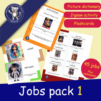 Preview of Jobs pack ESL/EAL - Picture dictionary, flashcards and Jigsaw for English