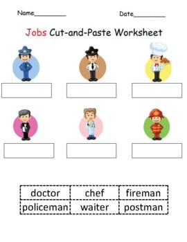 Jobs-themed Cut-and-Paste Worksheets by Dancing Donut | TPT