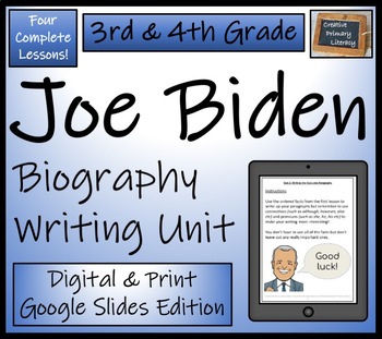 Preview of Joe Biden Biography Writing Unit Digital & Print | 3rd Grade & 4th Grade