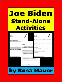 Preview of Joe Biden Stand-Alone Printable Activities  President's Day Activity Ideas