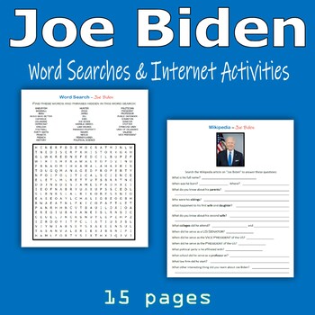 Preview of Joe Biden - Word Searches & Internet Activities
