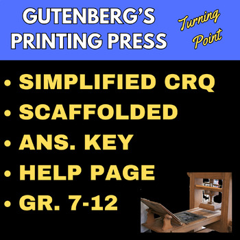 Preview of Johann Gutenberg & the Printing Press - Turning Point CRQ (Constructed Response)