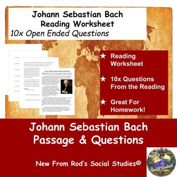 Preview of Johann Sebastian Bach Reading Worksheet **Editable**