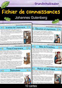 Preview of Johannes Gutenberg - Fichier de connaissances - Personnages célèbres (français)