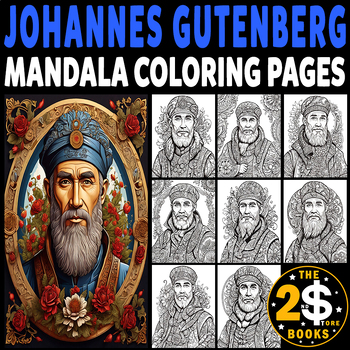 Preview of Johannes Gutenberg Mandala Coloring Book – 10 Pages