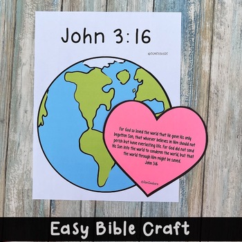 Preview of Preschool Bible Lesson for kids | Sunday School Craft Earth Day Heart