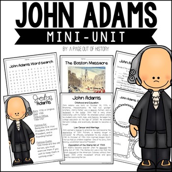 Preview of John Adams Biography Unit Pack US Presidents
