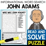 John Adams Biography Word Search Puzzle Presidents' Day Wo