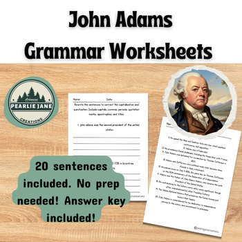 Preview of John Adams Grammar Capital Letters/Punctuation for 2nd-4th Graders