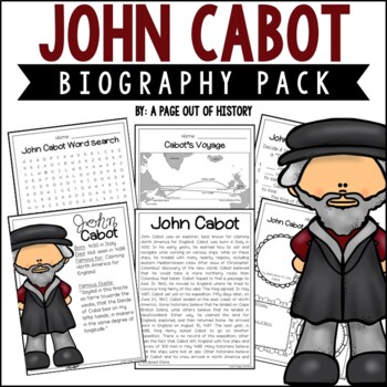 Preview of John Cabot Biography Unit Pack Research Project Famous Explorers
