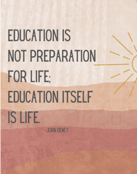 Preview of John Dewey Quote Education is Life Classroom Poster (11x14)