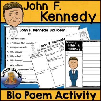 Preview of John F. Kennedy Biography Poem Activity and Writing Paper