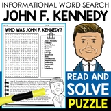 John F. Kennedy Biography Word Search Puzzle Presidents' D