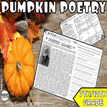 Preview of John Greenleaf Whittier The Pumpkin Poem Close Reading And Reading Comprehension