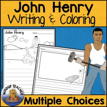 Preview of John Henry Writing Paper and Coloring Pages - Tall Tales Activity Sheets