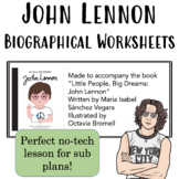 John Lennon Biographical Worksheets for Sub Plans