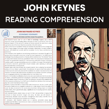 Preview of John Maynard Keynes Biography Reading Comprehension | Keynesian economics