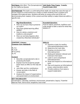 Preview of John Muir Curriculum Map