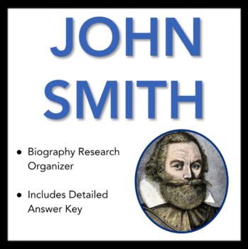 Preview of John Smith Worksheet - Biography Research Organizer, with Answer Key