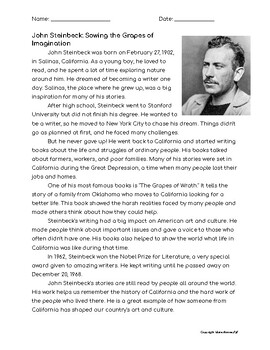 steinbeck biography questions