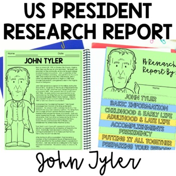 Preview of John Tyler Research Report | US President Biography | 3rd-5th Grade History