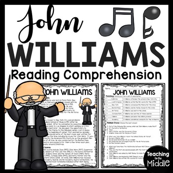 Preview of Composer John Williams Biography Reading Comprehension Worksheet