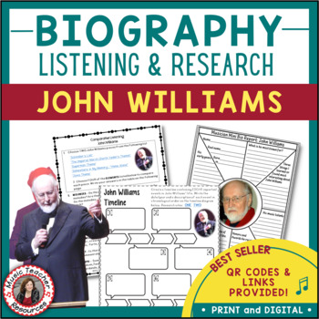 Preview of Musician Worksheets - JOHN WILLIAMS Biography Research and Listening Activities