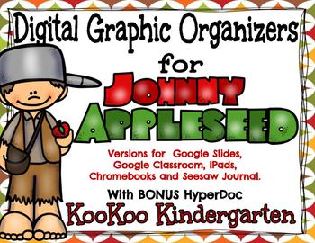 Preview of Johnny Appleseed Digital Graphic Organizers with BONUS HyperDoc!