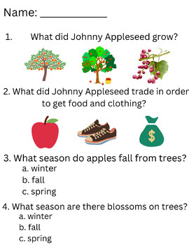 Preview of Johnny Appleseed Assessment or Quiz - TN State Standards