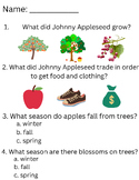 Johnny Appleseed Assessment or Quiz - TN State Standards