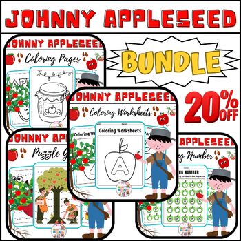 Preview of Johnny Appleseed BUNDLE Activities / Printable Apple Activities Worksheets
